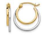 14K Yellow and White Gold Double Hoop Earrings